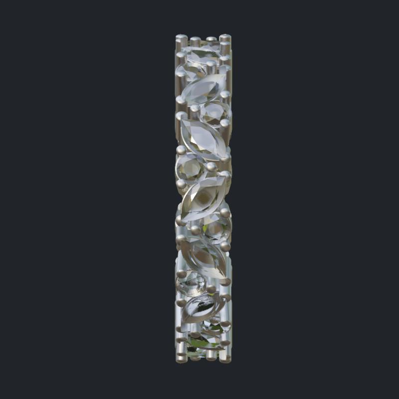 Marquise &amp; Round Diamonds Eternity Band - Side