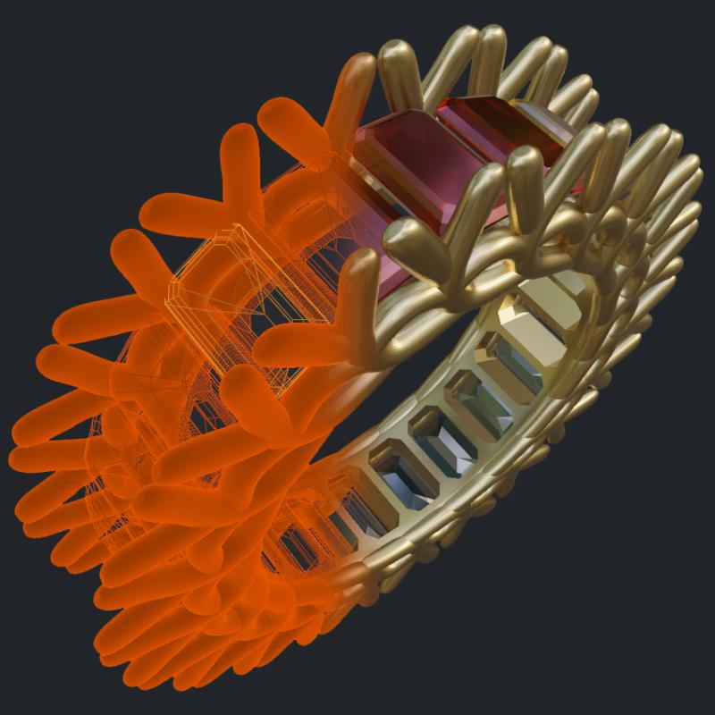 Multi-Gem Eternity Band - 3D