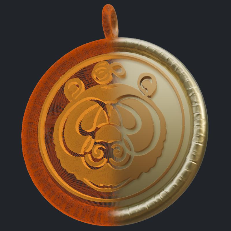 Seal Gold Pendant - 3D