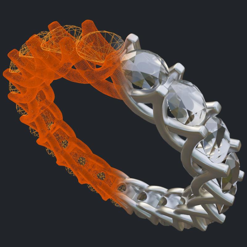 Interlaced Arches Diamond Eternity Band - 3D