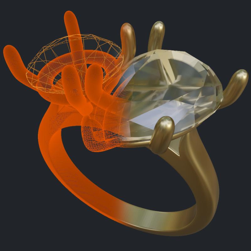 Toi et Moi Bypass Ring - 3D