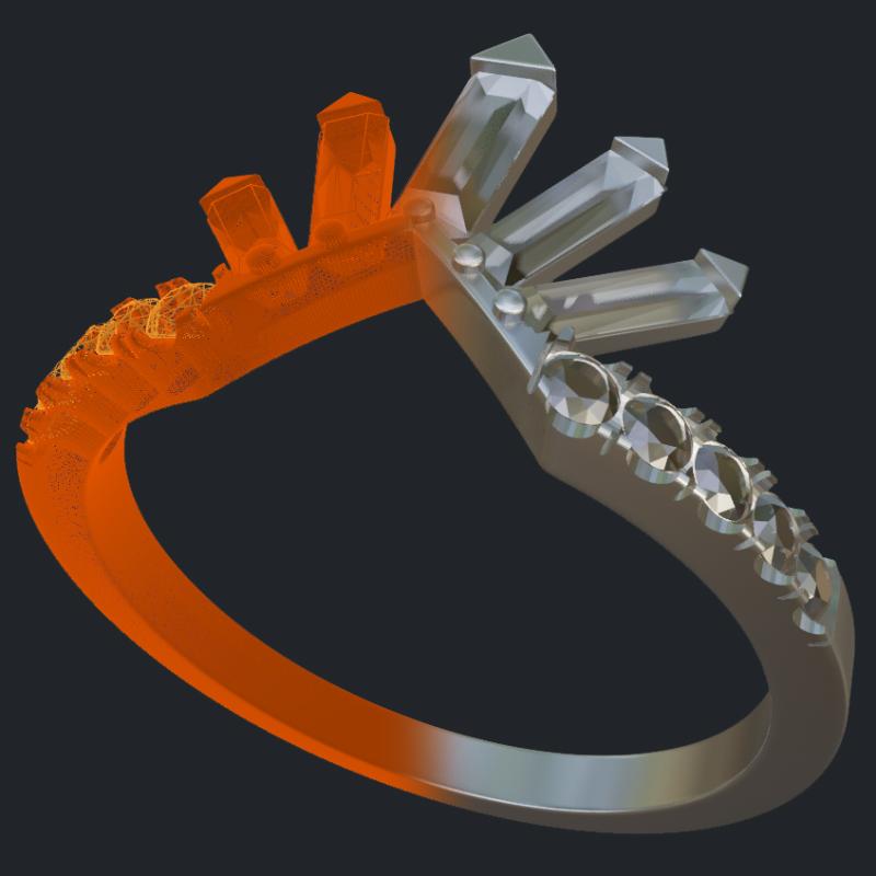 Baguettes Wrap Around Band - 3D