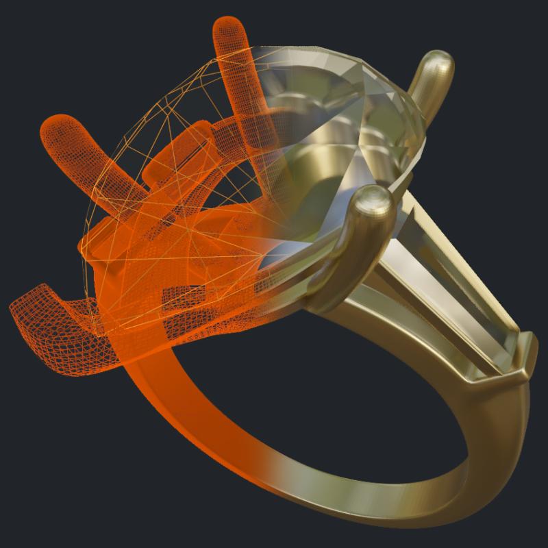 Thicker Pear Shape Ring - 3D