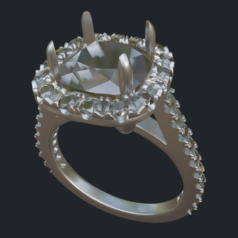 Cushion Cut Diamond Halo Ring - Main