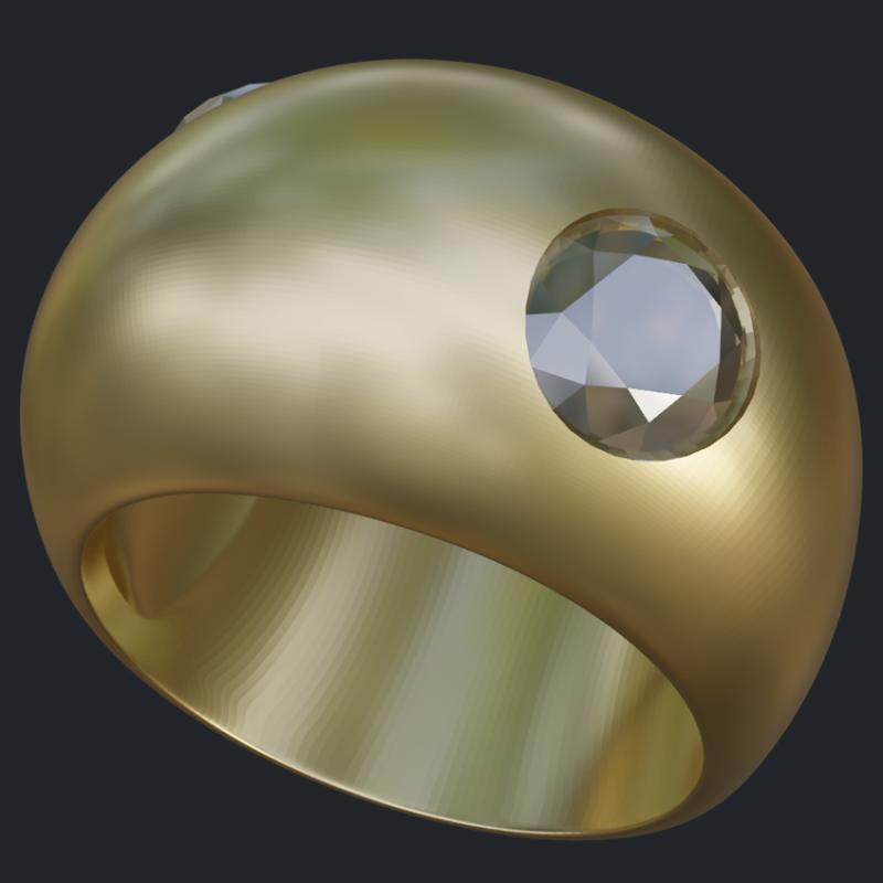 Dome Ring with Two Diamonds - Main