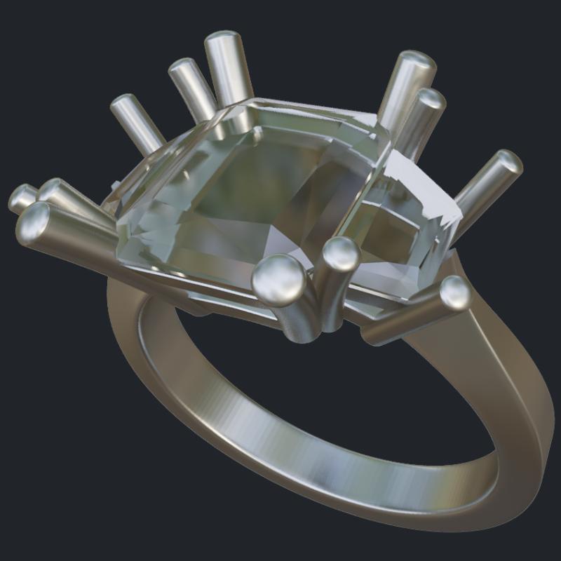 Radiant &amp; Trapezoid Diamond Ring - Main