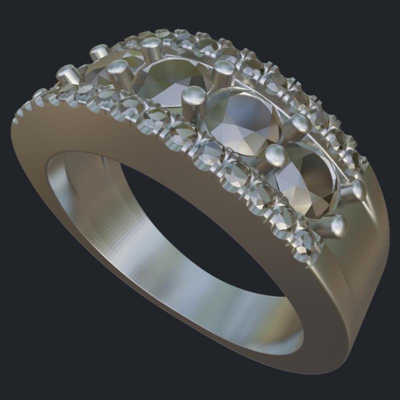 Five Round Diamonds Ring - Main