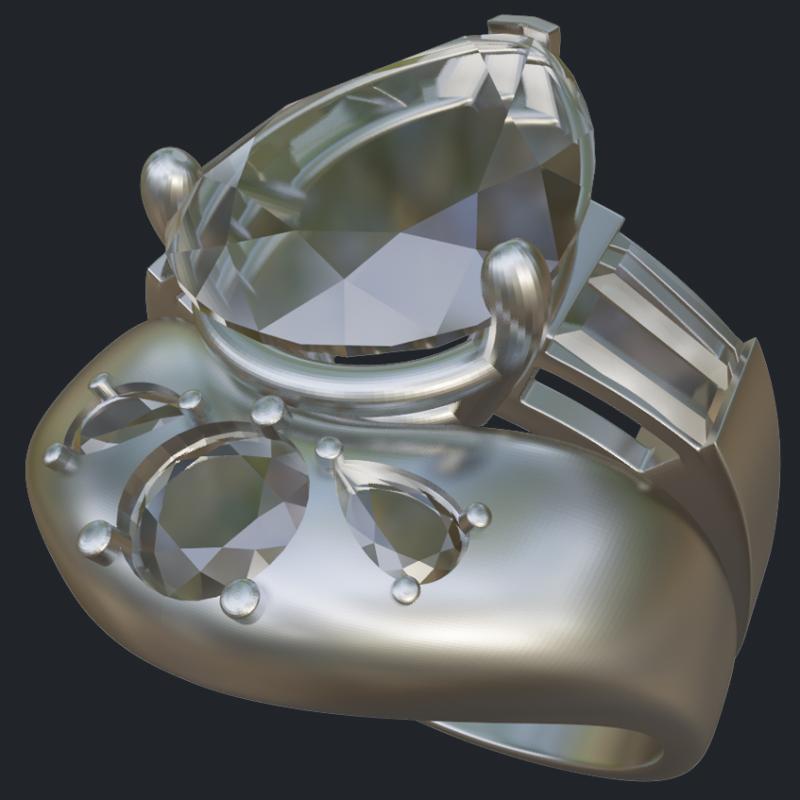 Round &amp; Pear Shape Diamond Matching Band - Main