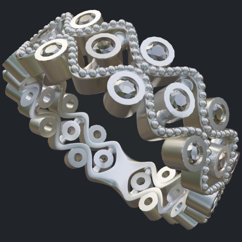 Zig-Zag Wide Diamond Band With Milgrain - Main