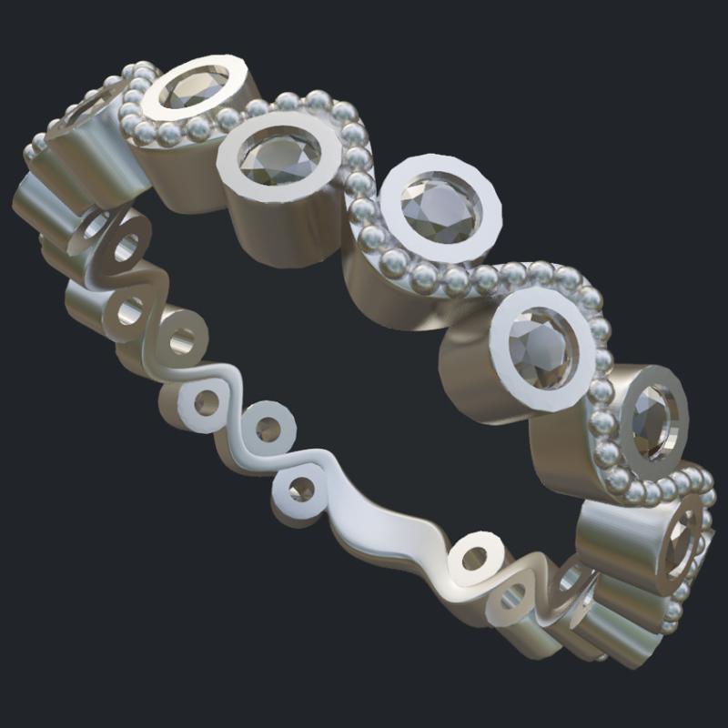 Zig-Zag Narrow Diamond Band With Milgrain - Main