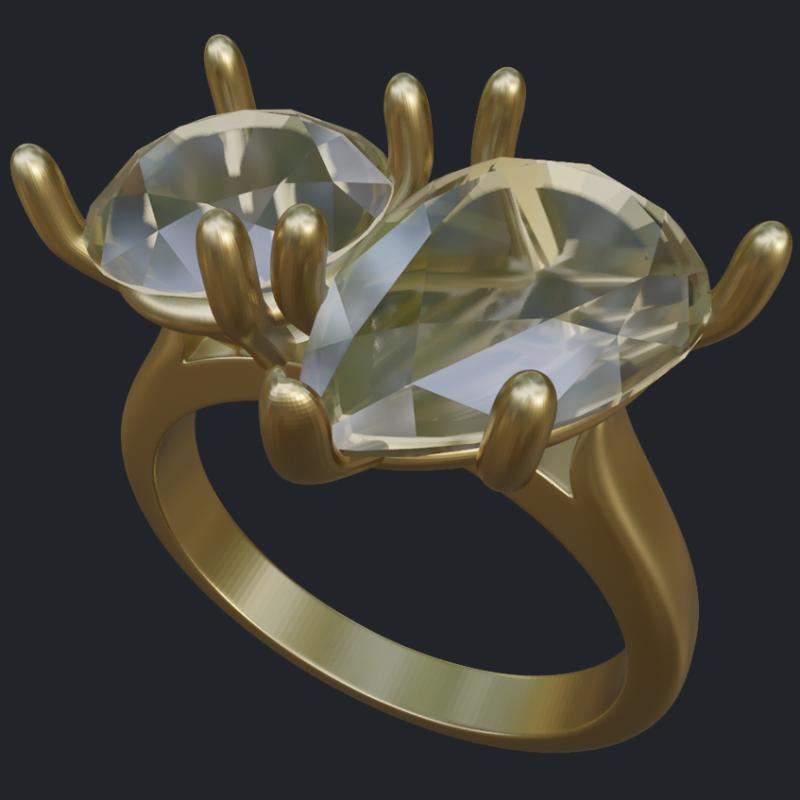 Toi et Moi Bypass Ring - Main