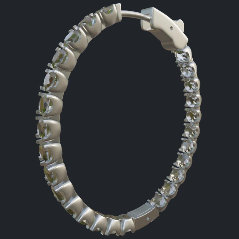 Inside Out Oval Hoop Earrings - Round Diamonds Size 3.2mm - Main