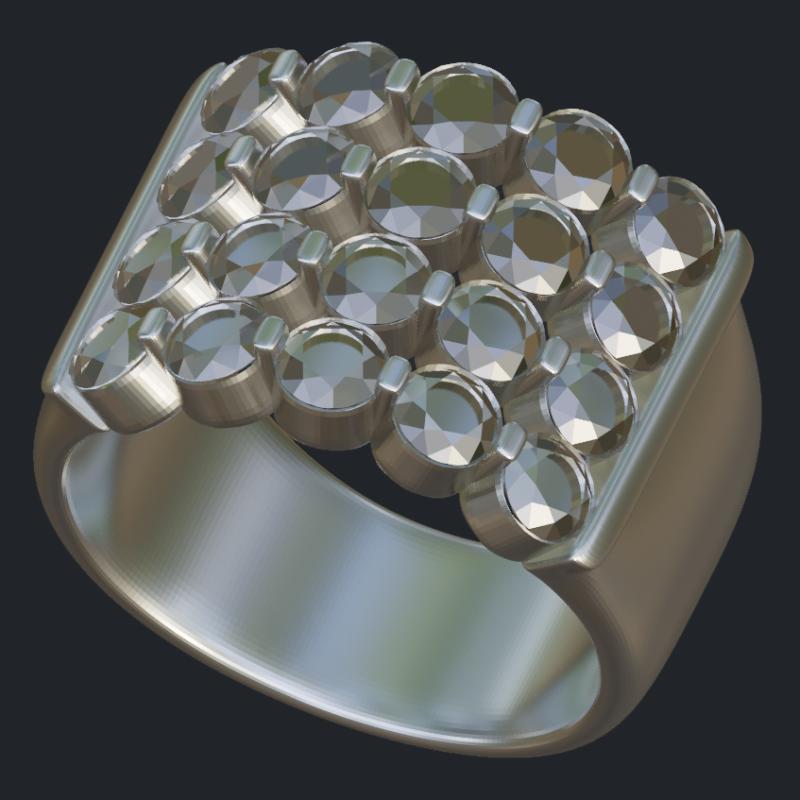 5 Rows By 5 Columns of Diamonds Wide Half Band - Main