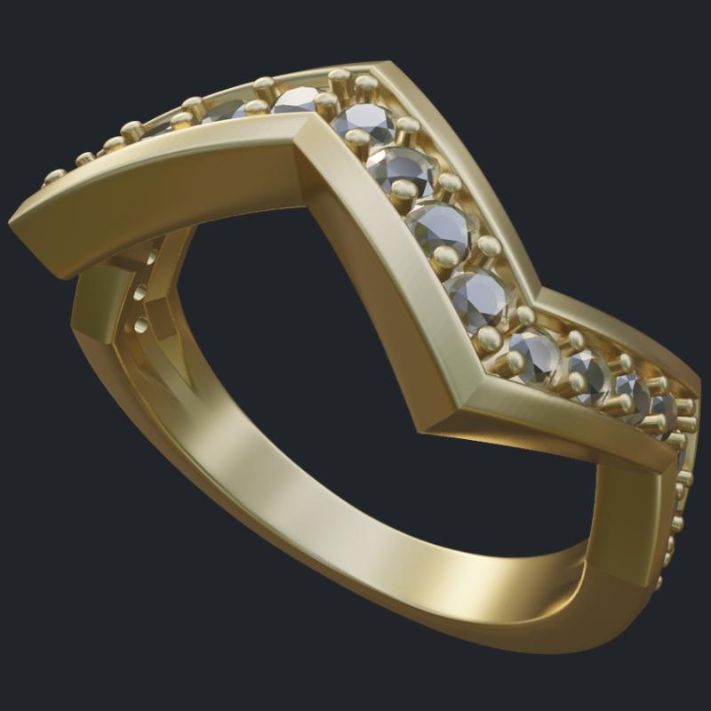 Round Diamonds Tapered Zigzag Band - Main