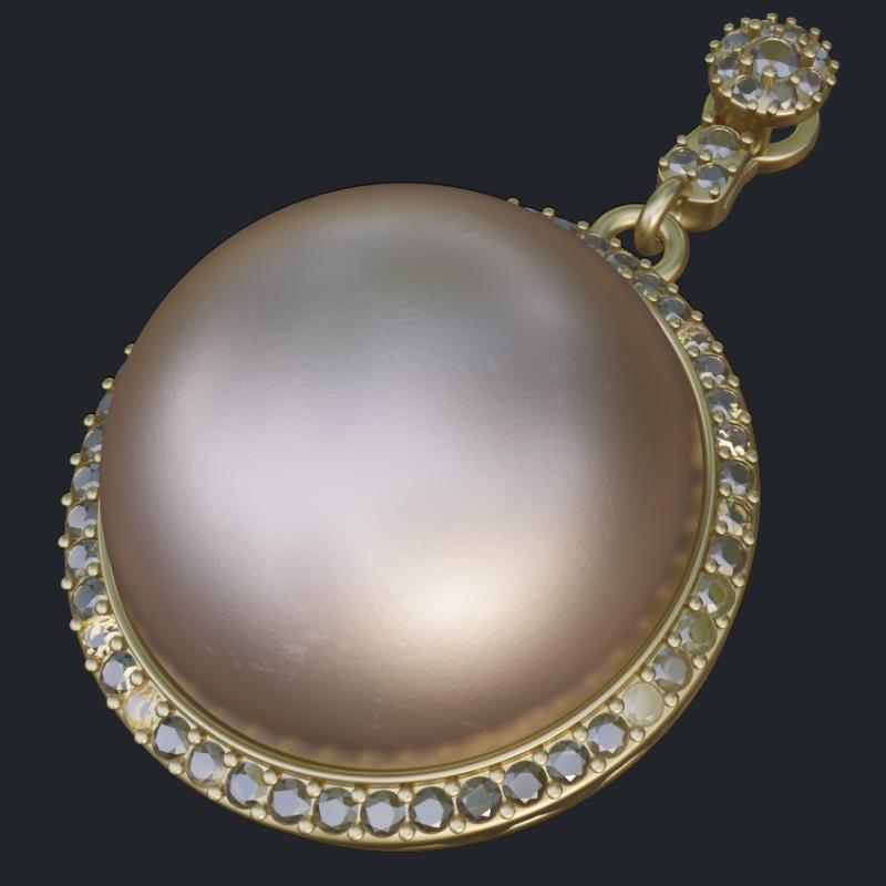 Mabe Pearl Diamond Halo Pendant - Main