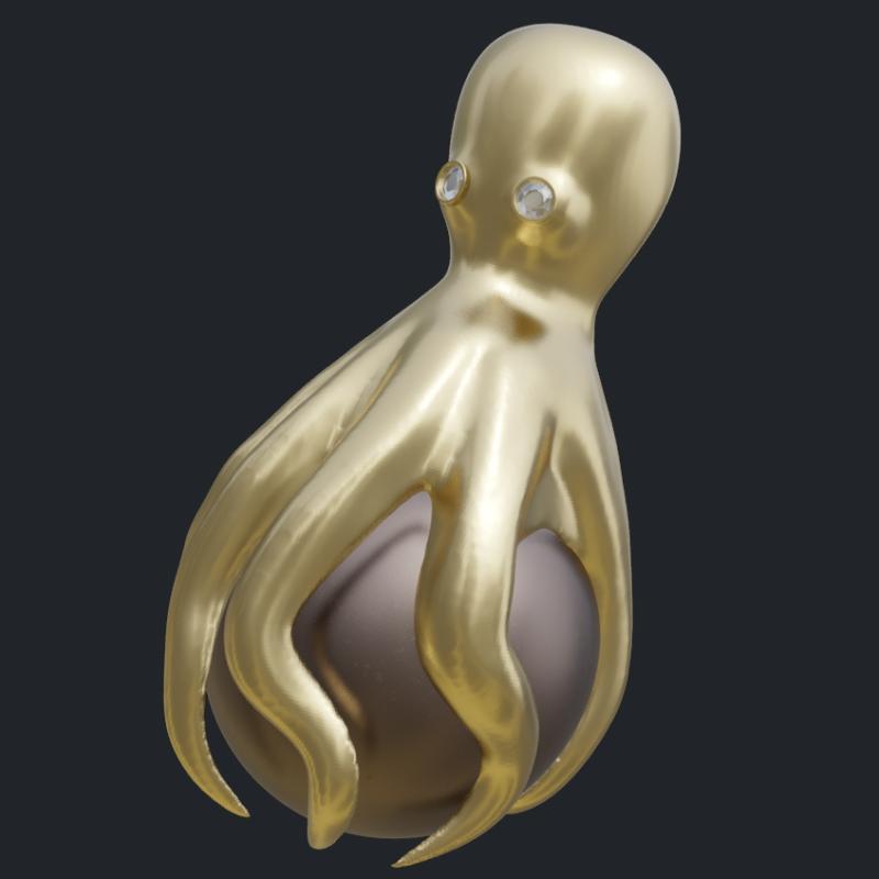 Pearl &amp; Diamonds Octopus Pendant - Main