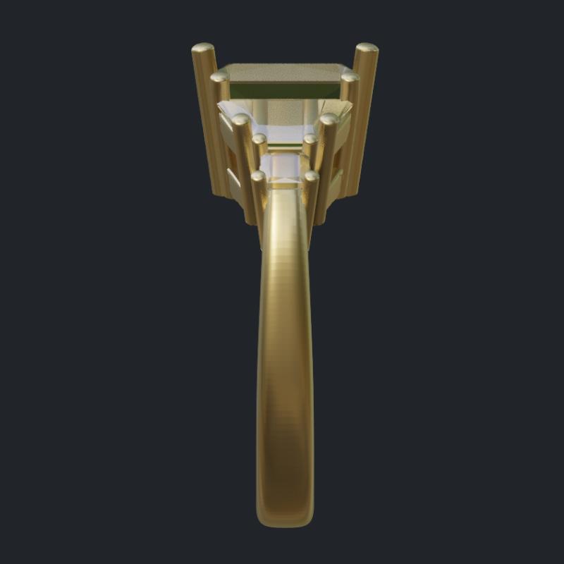 Radiant Cut, Trapezoid Cut and Princess Cut Diamond Ring - Side