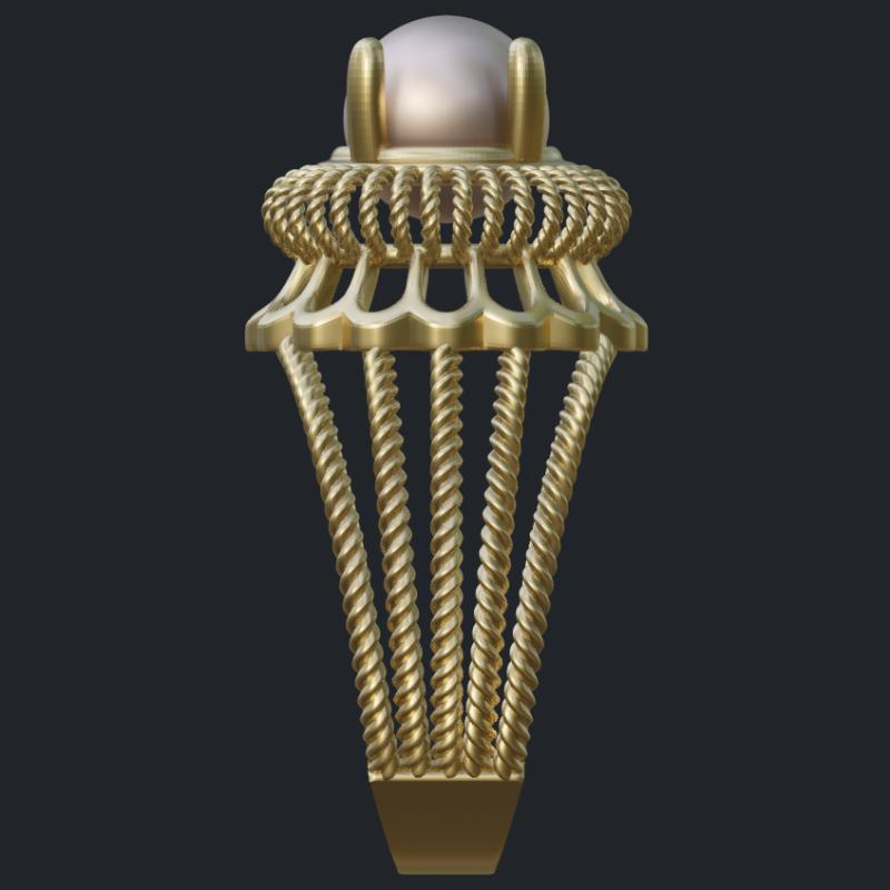 Filigree Ropes Pearl Ring - Side