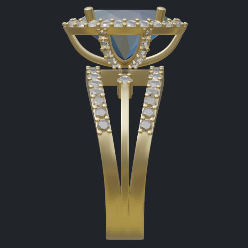 Oval Aquamarine Removable Head Diamond Halo Ring - Side