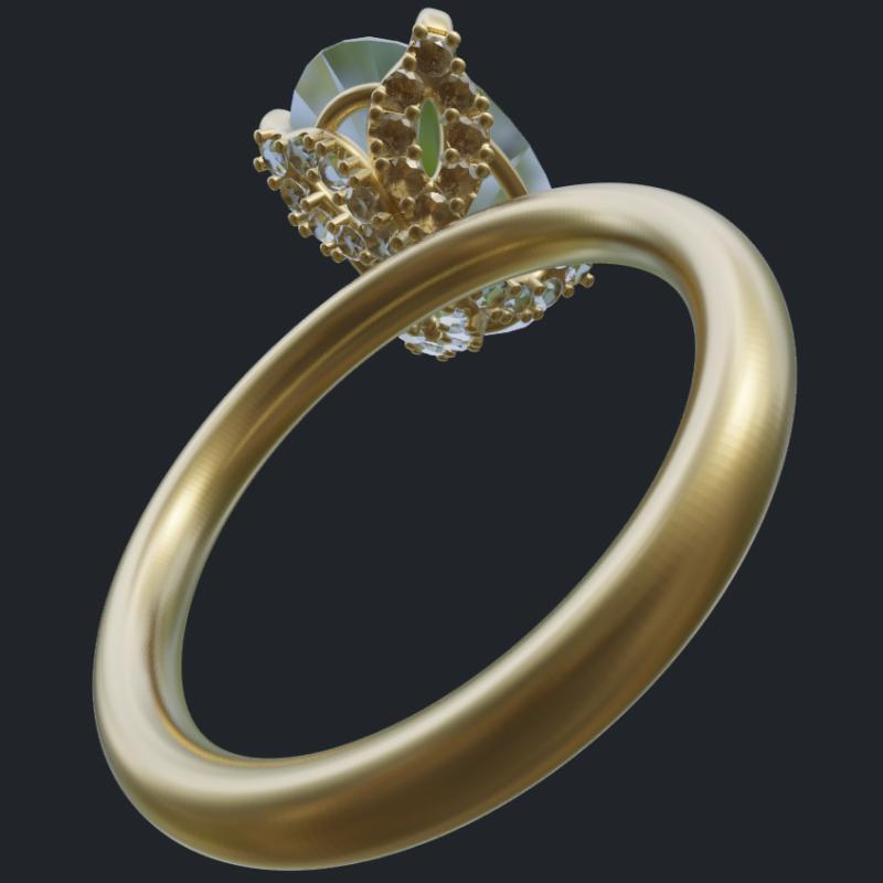 Oval Cut Diamond With Leave Shapes Solitaire - Gallery