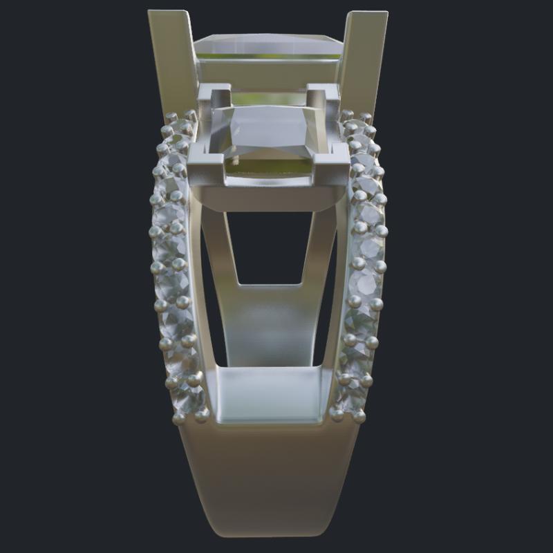 Oval Cut Diamond With Leave Shapes Solitaire - Side