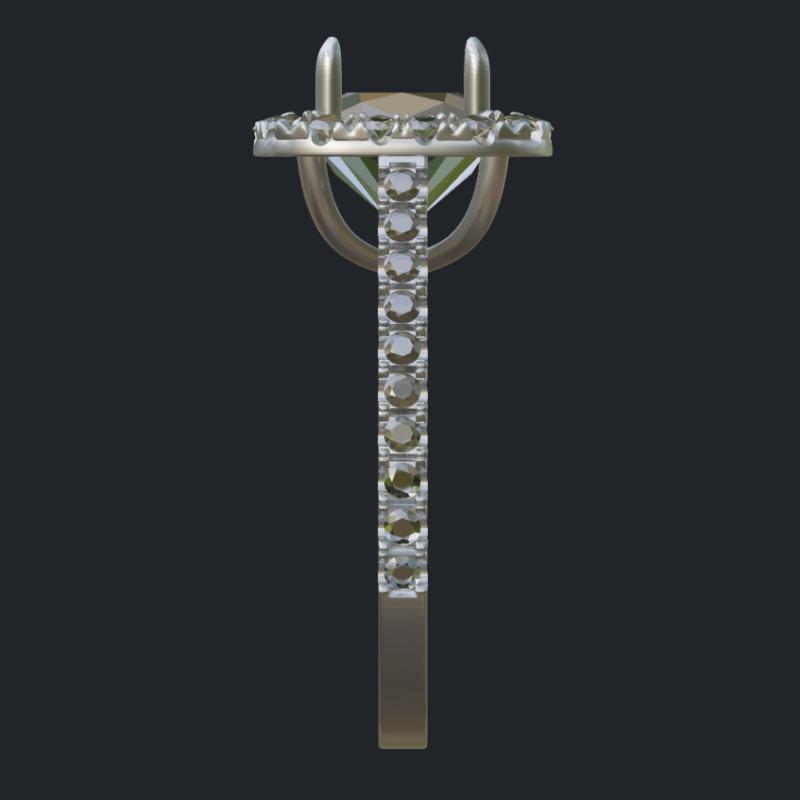 Cushion Cut Diamond Halo Ring - Side