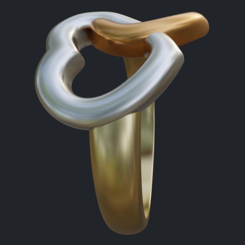 Two Hearts Tricolor Gold Ring - Side