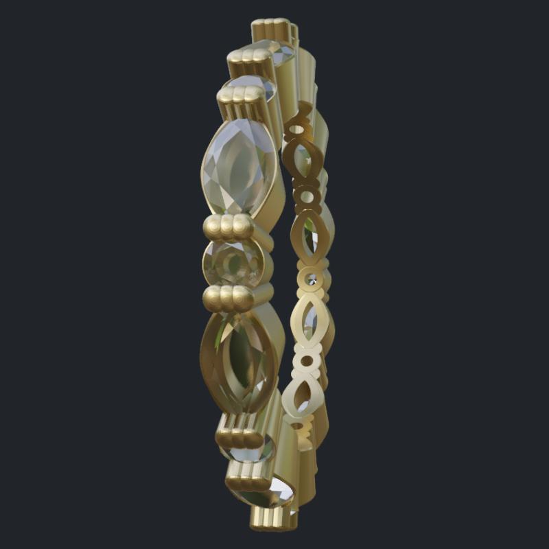 Round &amp; Marquise Diamond Eternity Band - Side