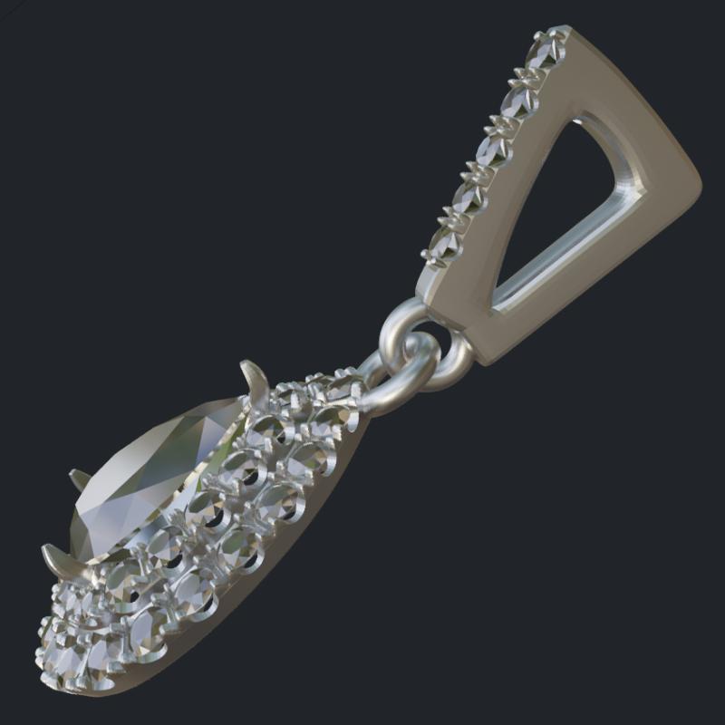 Pear Shape Diamond Halo Pendant - Profile