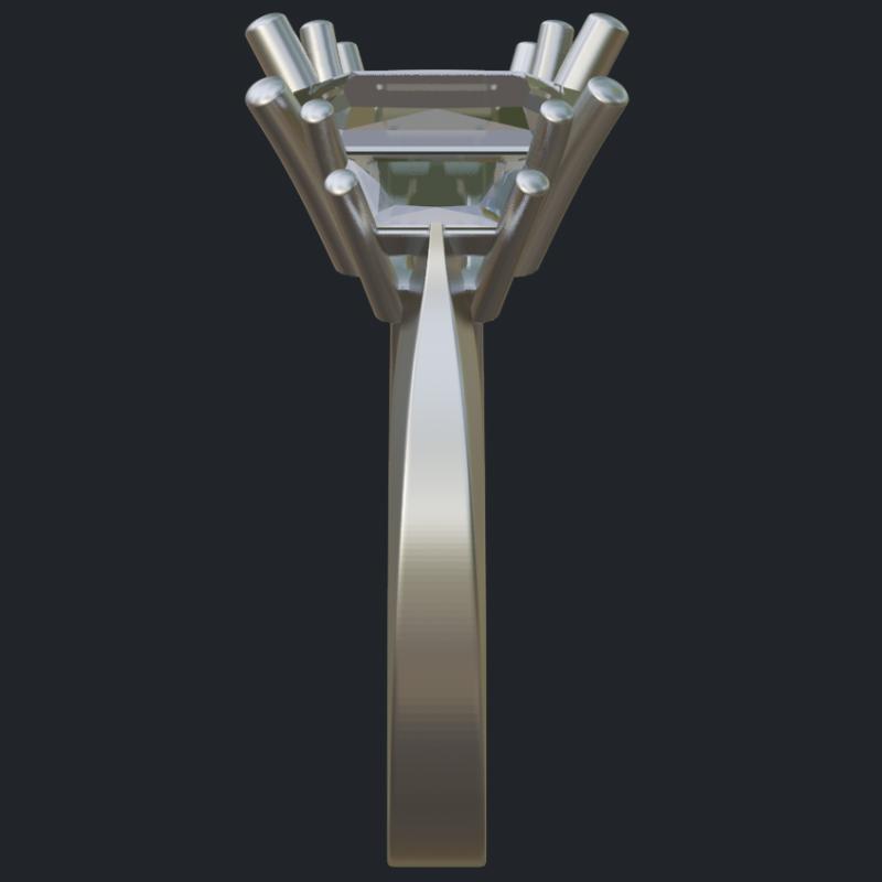 Radiant &amp; Trapezoid Diamond Ring - Side