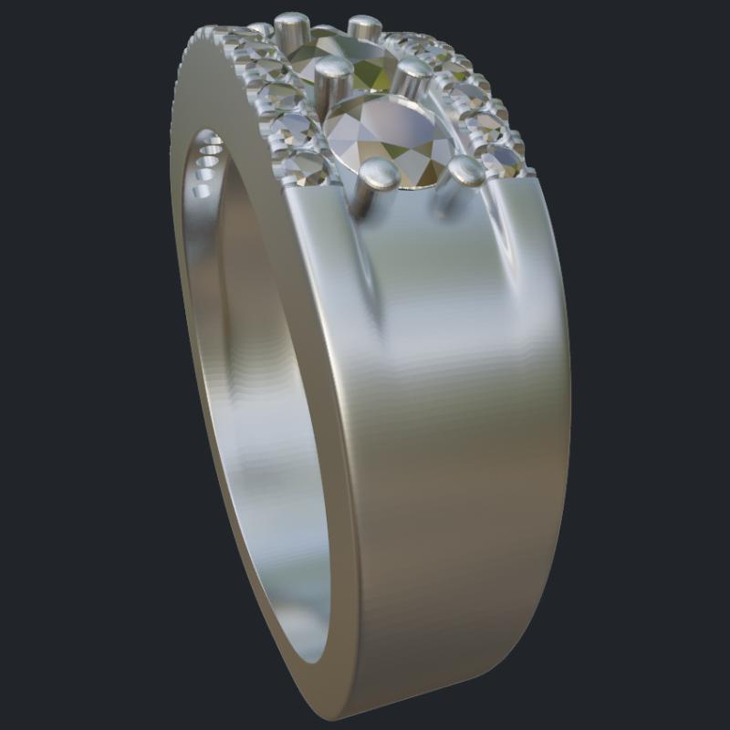 Five Round Diamonds Ring - Side