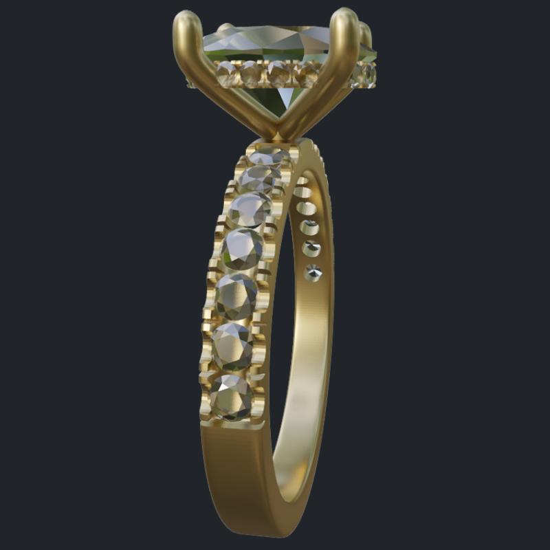 Oval &amp; Round Cut Diamonds Hidden Halo Ring - Side