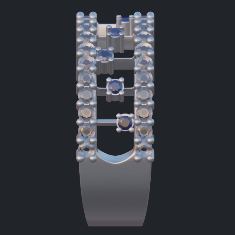 Sapphires &amp; Diamonds 3/4 Band - Side