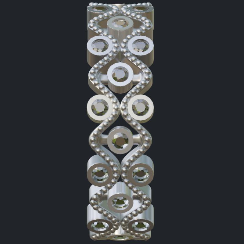 Zig-Zag Wide Diamond Band With Milgrain - Side