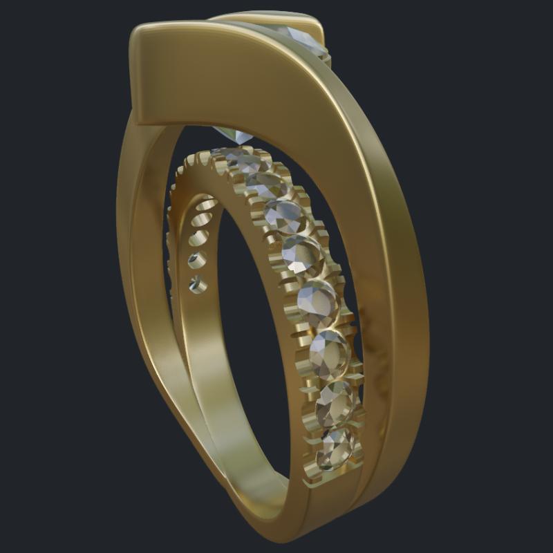 Solitaire with Floating Center on top of Diamond Band - Side