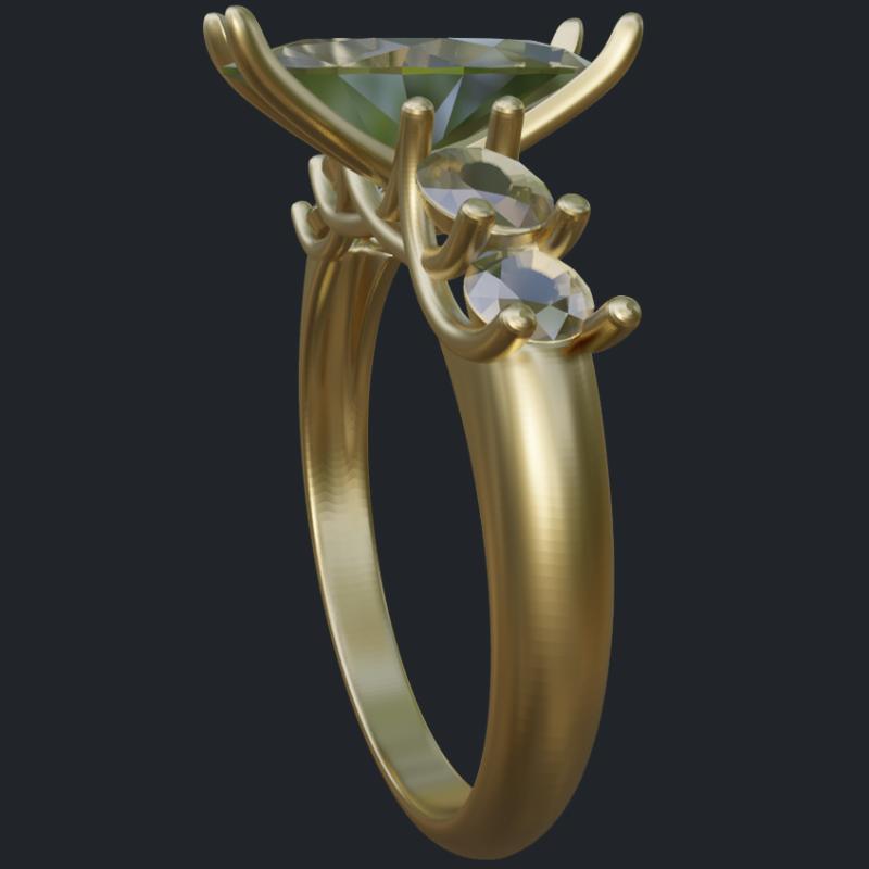Engagement Ring with Shared Prongs for Side Stones - Side