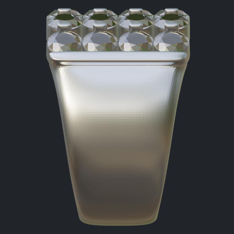 5 Rows By 5 Columns of Diamonds Wide Half Band - Side