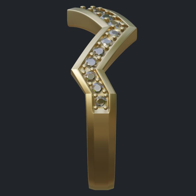 Round Diamonds Tapered Zigzag Band - Side