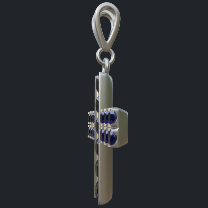 Sapphires Cross in 14k White Gold - Side