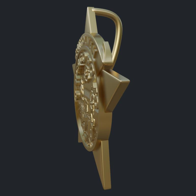 Gold Police Badge Pendant 14k Yellow Gold - Side