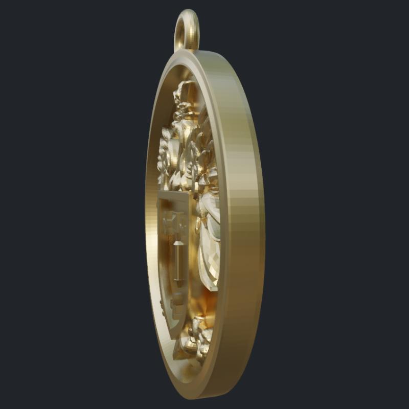 Small Polish Shield Pendant - Side