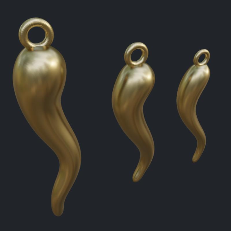Italian Horn Pendants - Front