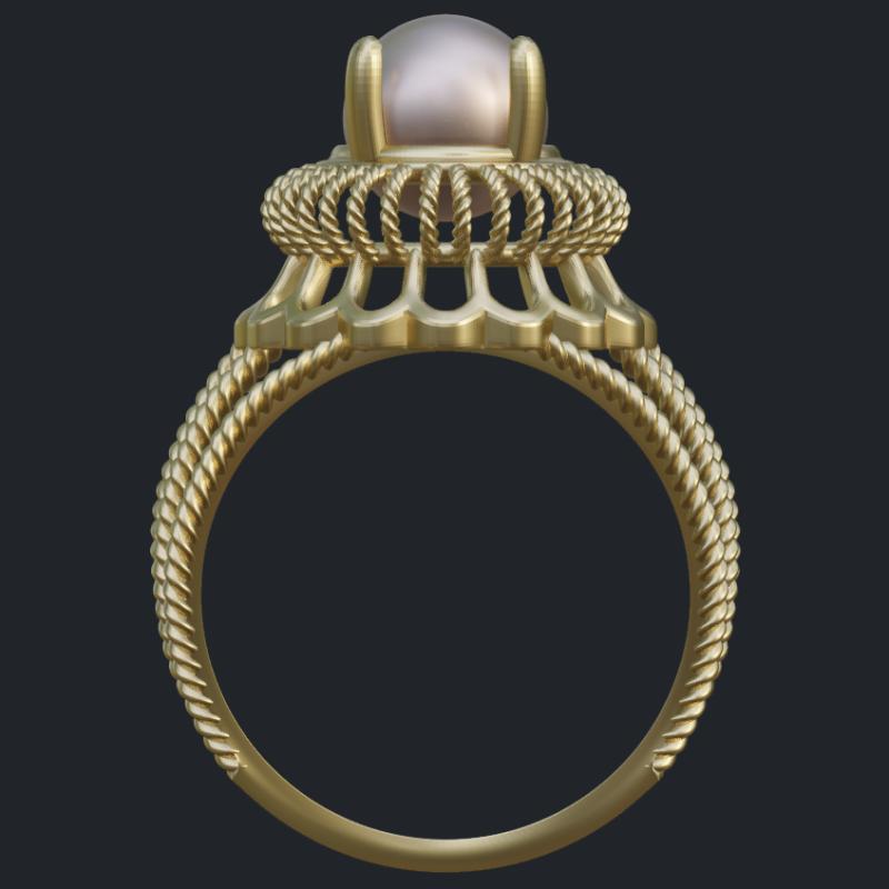 Filigree Ropes Pearl Ring - Profile