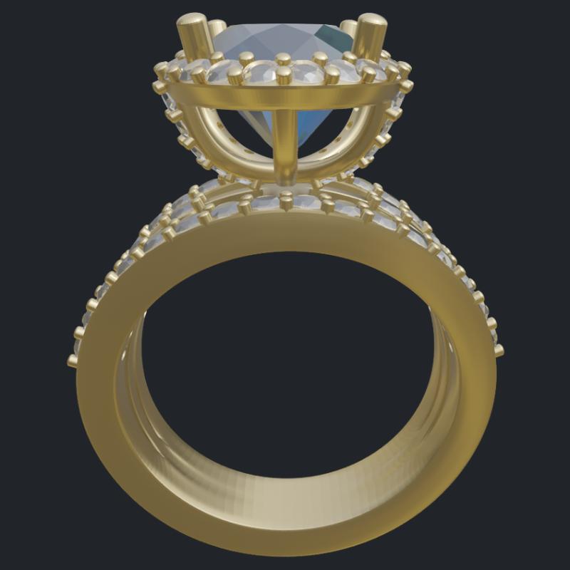 Oval Aquamarine Removable Head Diamond Halo Ring - Profile