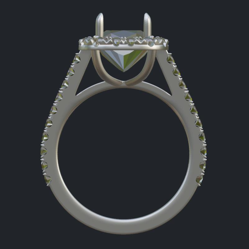 Cushion Cut Diamond Halo Ring - Profile