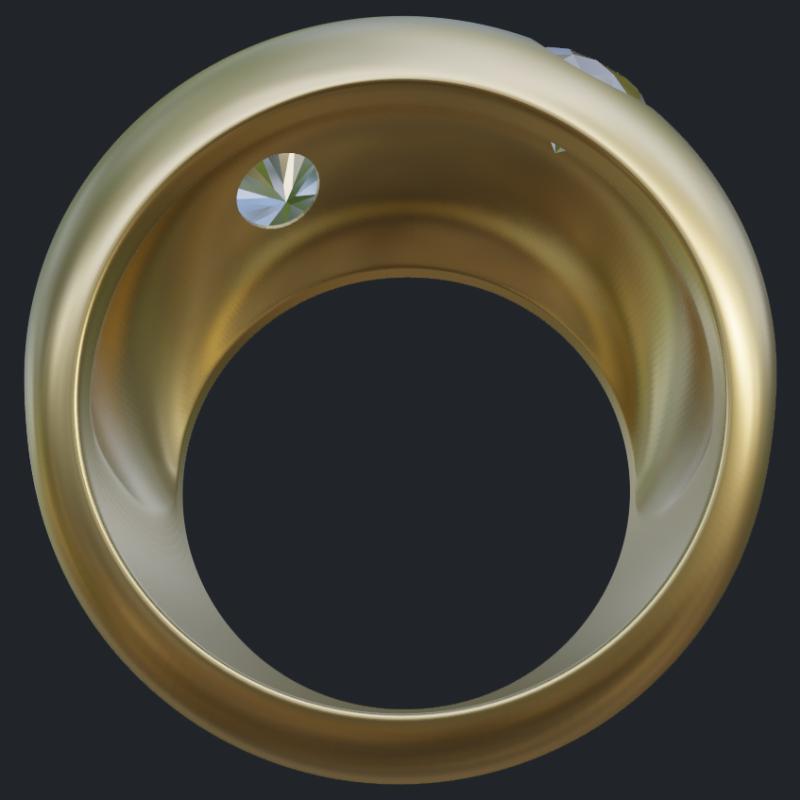 Dome Ring with Two Diamonds - Profile