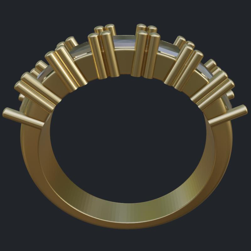 Princess Cut Diamond Half-Band - Profile