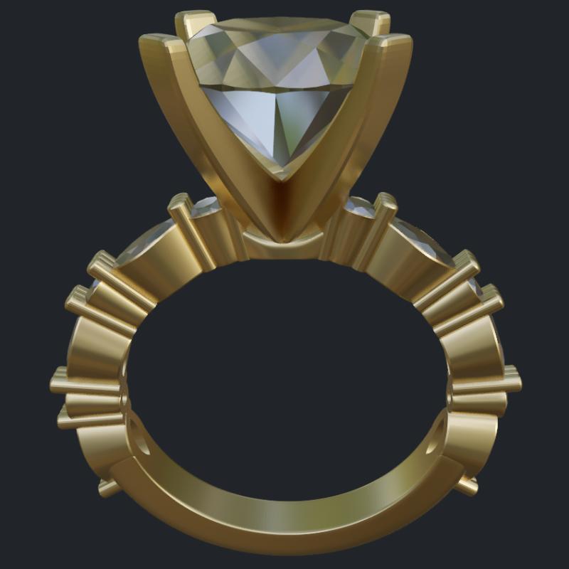 Round &amp; Marquise Diamond Engagement Ring - Profile