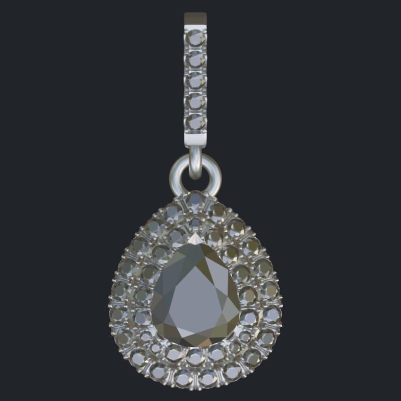 Pear Shape Diamond Halo Pendant - Front