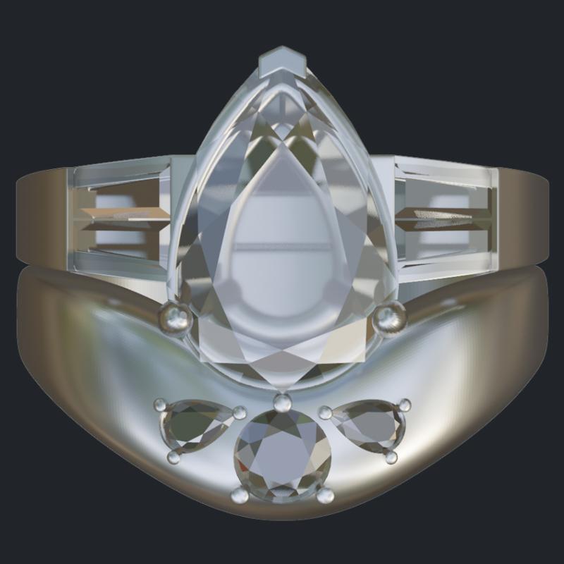 Round &amp; Pear Shape Diamond Matching Band - Profile